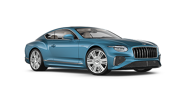 Bentley Cyprus New Bentley Continental GT Azure coupe front three quarter in Light Windsor Blue paint