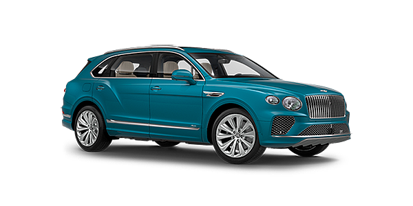 Bentley Cyprus Bentley Bentayga EWB Azure front side angled view in Topaz blue coloured exterior. 