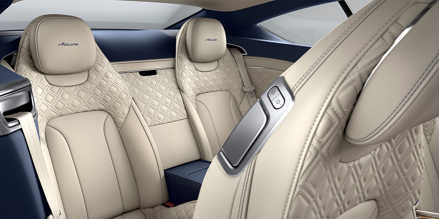 Bentley Cyprus Bentley Continental GT Azure coupe rear interior in Imperial Blue and Linen hide